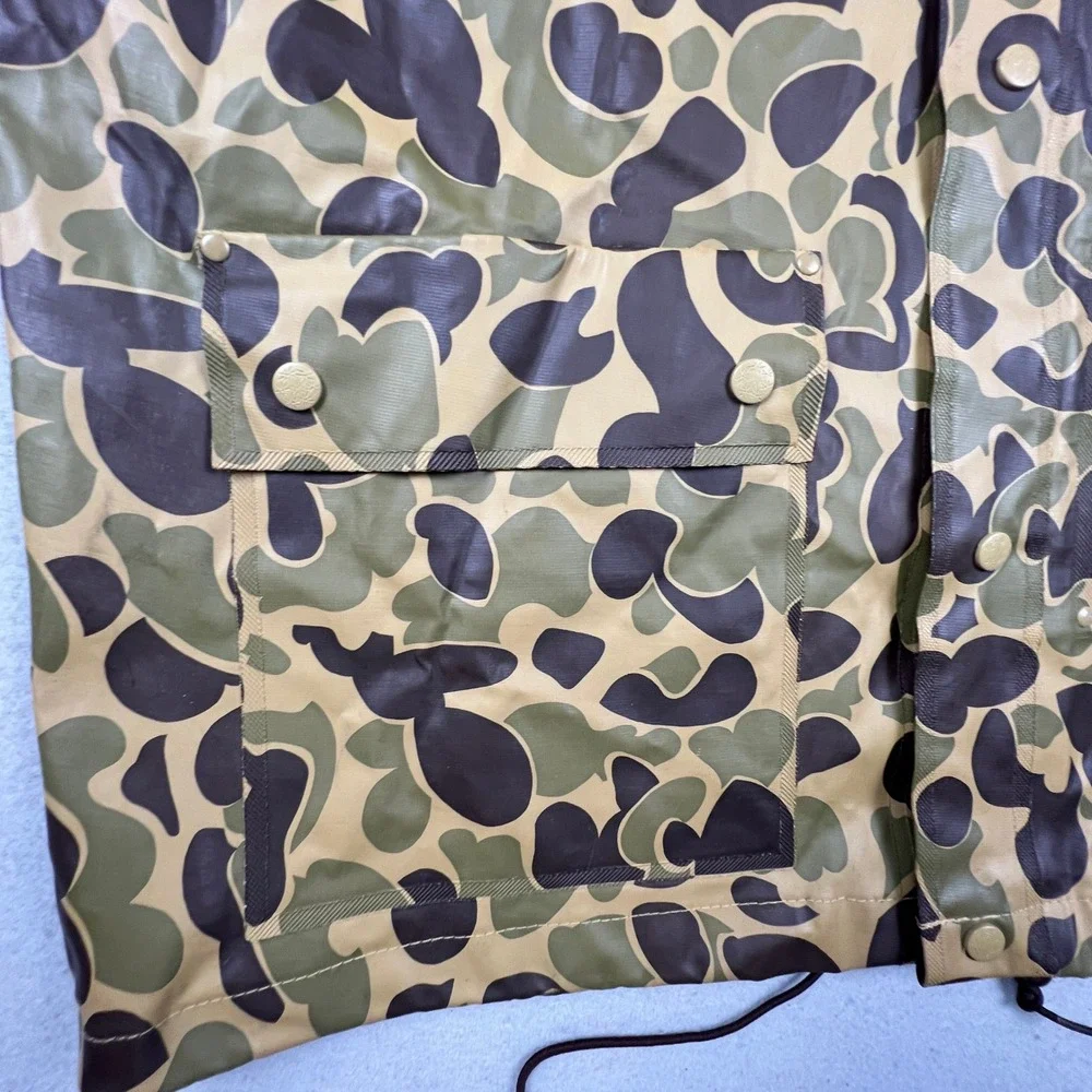 Unbranded Rain Jacket Mens XL Green Camo Duck Hunter Vintage Hooded Slicker Coat